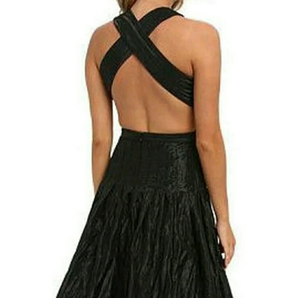 NWT Metallic black polyester empire cocktail dress - Picture 4 of 5